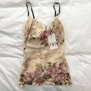 Zara Cream Floral Camisole Top